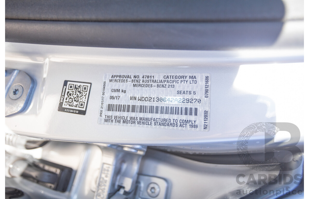 05/2017 Mercedes Benz E43 AMG 4Matic (AWD) MY17 W213 4d Sedan Iridium Silver Metallic Twin Turbo V6 3.0L