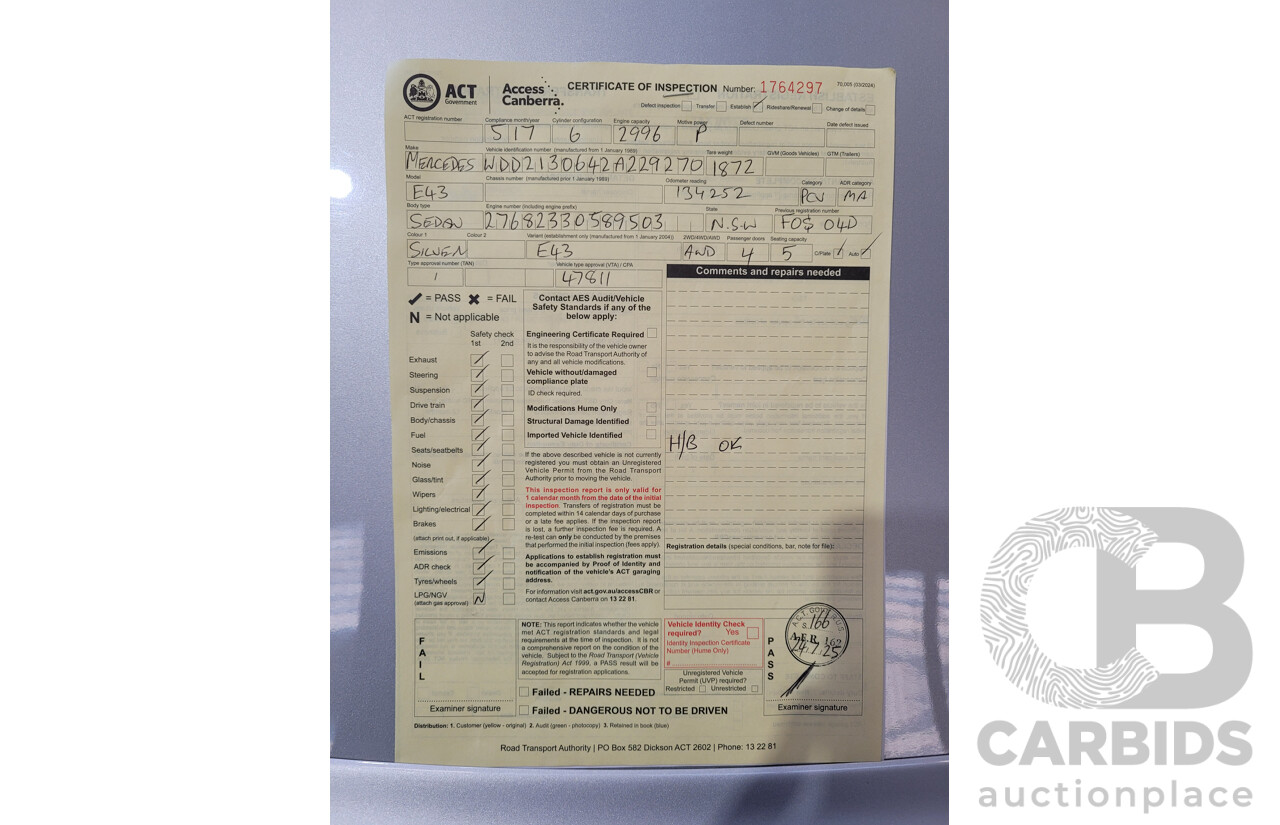 05/2017 Mercedes Benz E43 AMG 4Matic (AWD) MY17 W213 4d Sedan Iridium Silver Metallic Twin Turbo V6 3.0L