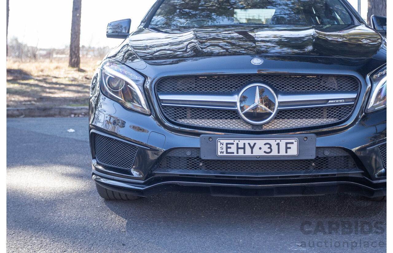 6/2015 Mercedes Benz GLA45 AMG 4matic (AWD) X156 MY15 4d Wagon Cosmos Black Metallic Turbo 2.0L