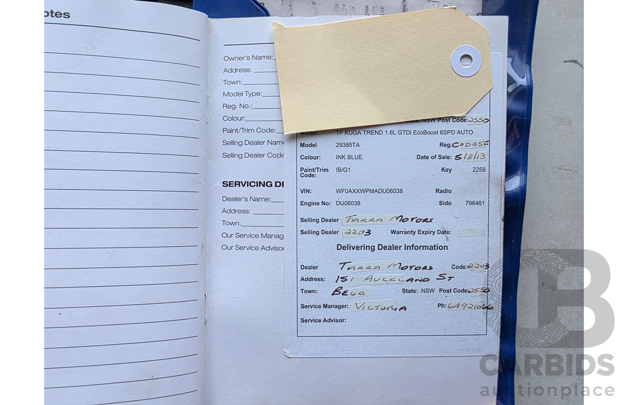4/2013 Ford Kuga Trend (AWD) TF 4d Wagon Ink Blue Turbo 1.6L