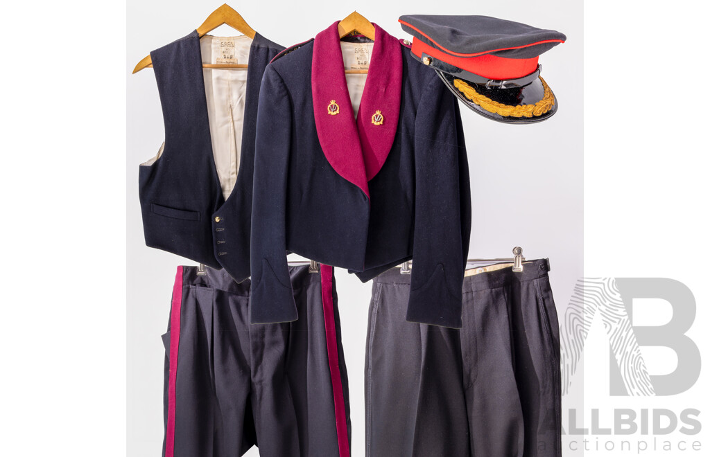 Vintage Australian & British Army Dress Uniform with Jacket with Two Bath Stars to Epaulets,Two Sets Dress Trousers, Hat