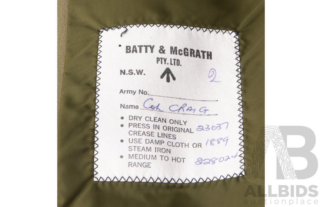 Vintage Australian & British Army Uniform with Two Jackets Each with Two Bath Stars to Epaulets,Two Sets Dress Trousers, Hat, Great Coat and More