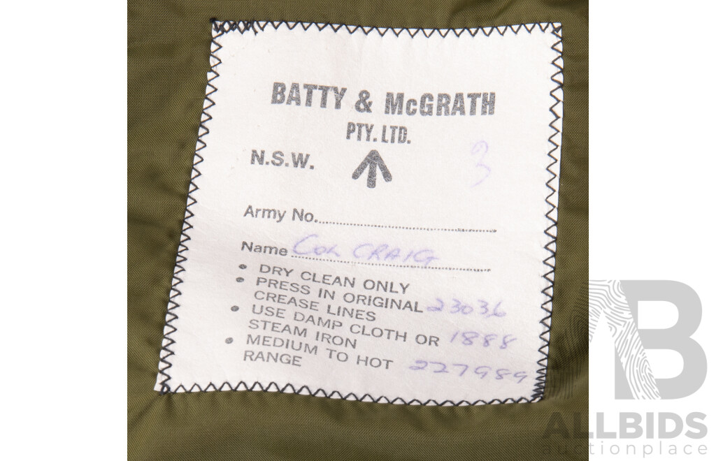 Vintage Australian & British Army Uniform with Two Jackets Each with Two Bath Stars to Epaulets,Two Sets Dress Trousers, Hat, Great Coat and More