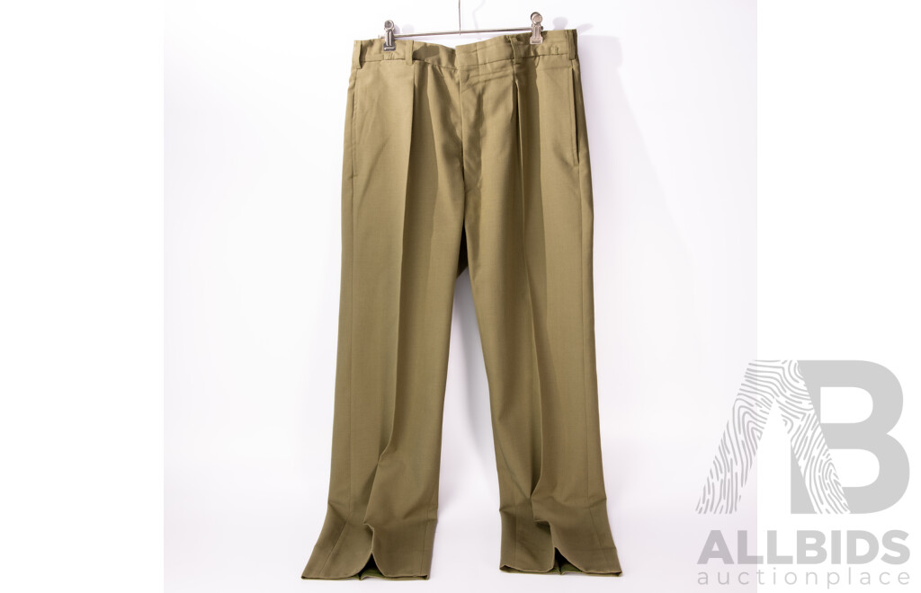 Vintage Australian & British Army Uniform with Two Jackets Each with Two Bath Stars to Epaulets,Two Sets Dress Trousers, Hat, Great Coat and More