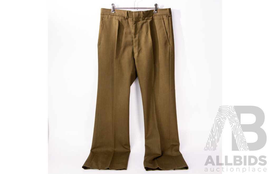 Vintage Australian & British Army Uniform with Two Jackets Each with Two Bath Stars to Epaulets,Two Sets Dress Trousers, Hat, Great Coat and More