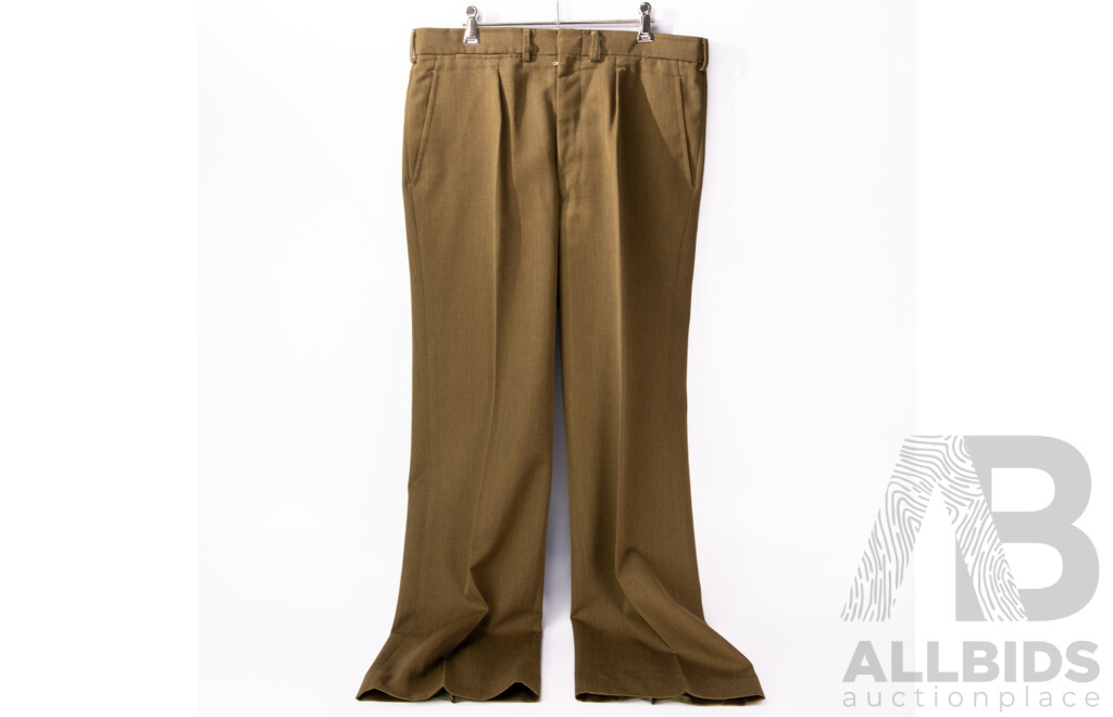 Vintage Australian & British Army Uniform with Two Jackets Each with Two Bath Stars to Epaulets,Two Sets Dress Trousers, Hat, Great Coat and More