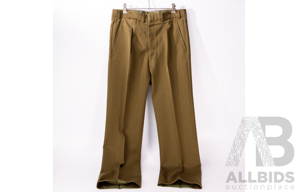 Vintage Australian & British Army Uniform with Two Jackets Each with Two Bath Stars to Epaulets,Two Sets Dress Trousers, Hat, Great Coat and More