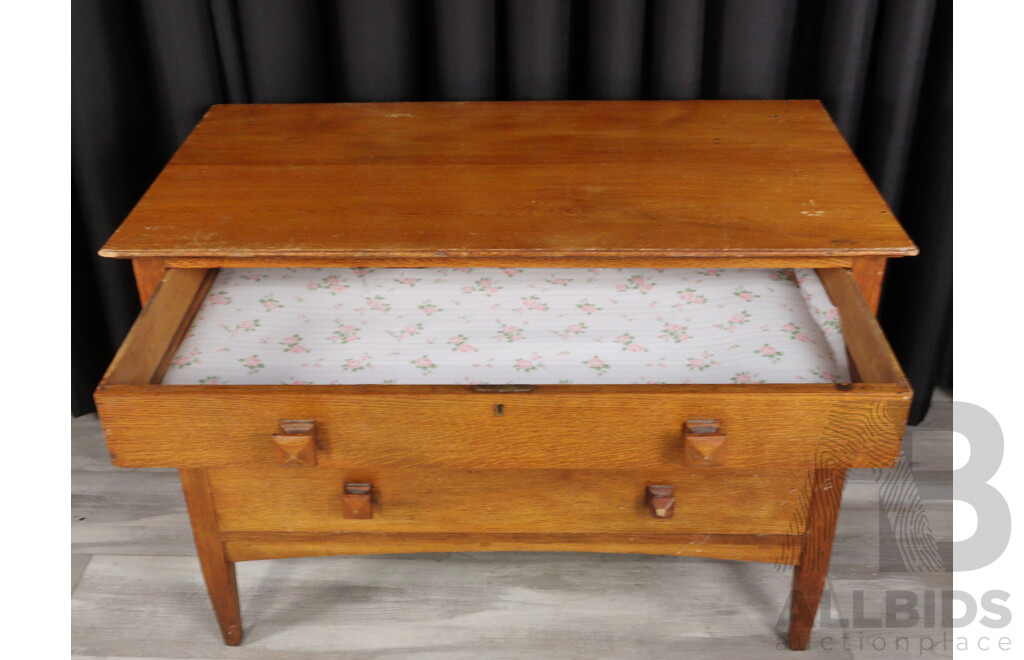 Late Edwardian Elevated Oak Chest of Three Drawers
