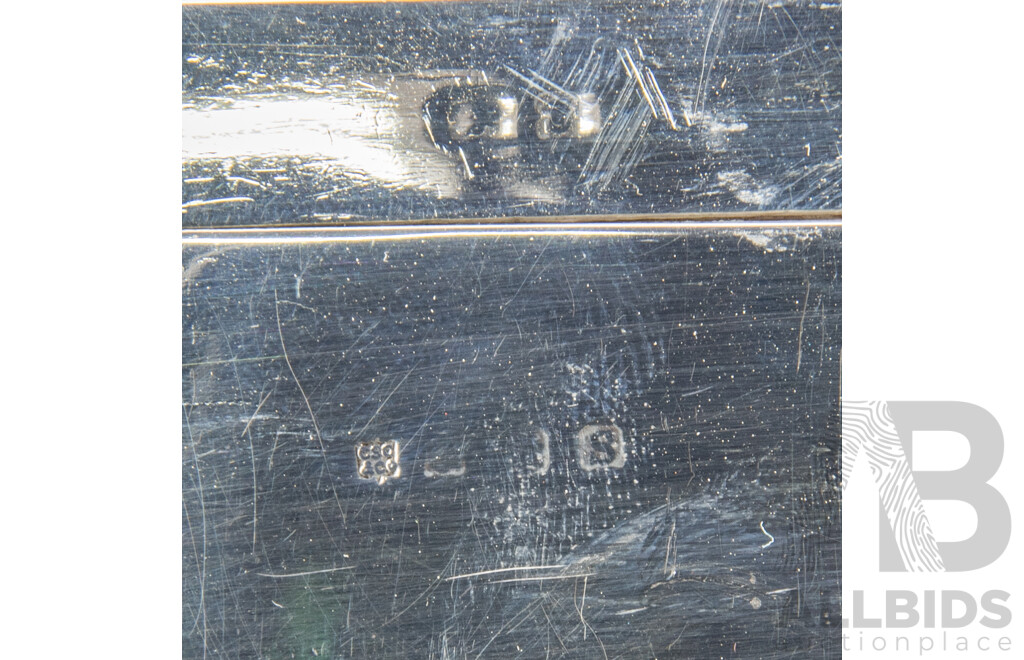 Vintage English Sterling Silver Lidded Cigarette Box with Cedar Lining