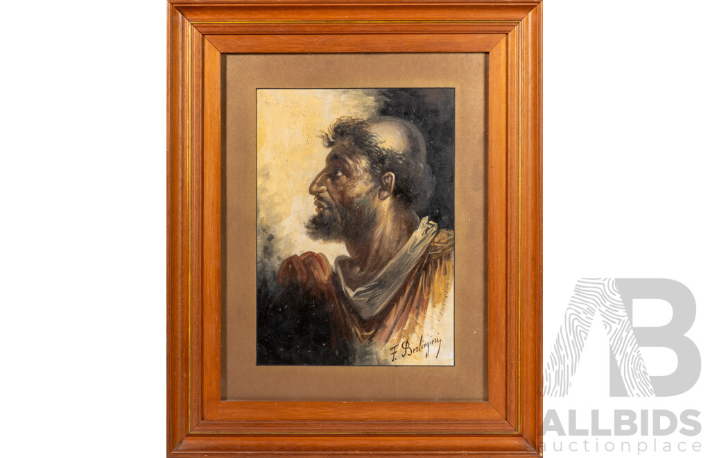 Francesco Berlingieri, (20th Century, Italian), Ulysses, Vintage Oil on Canvas Board, 58 x 48 cm (frame)