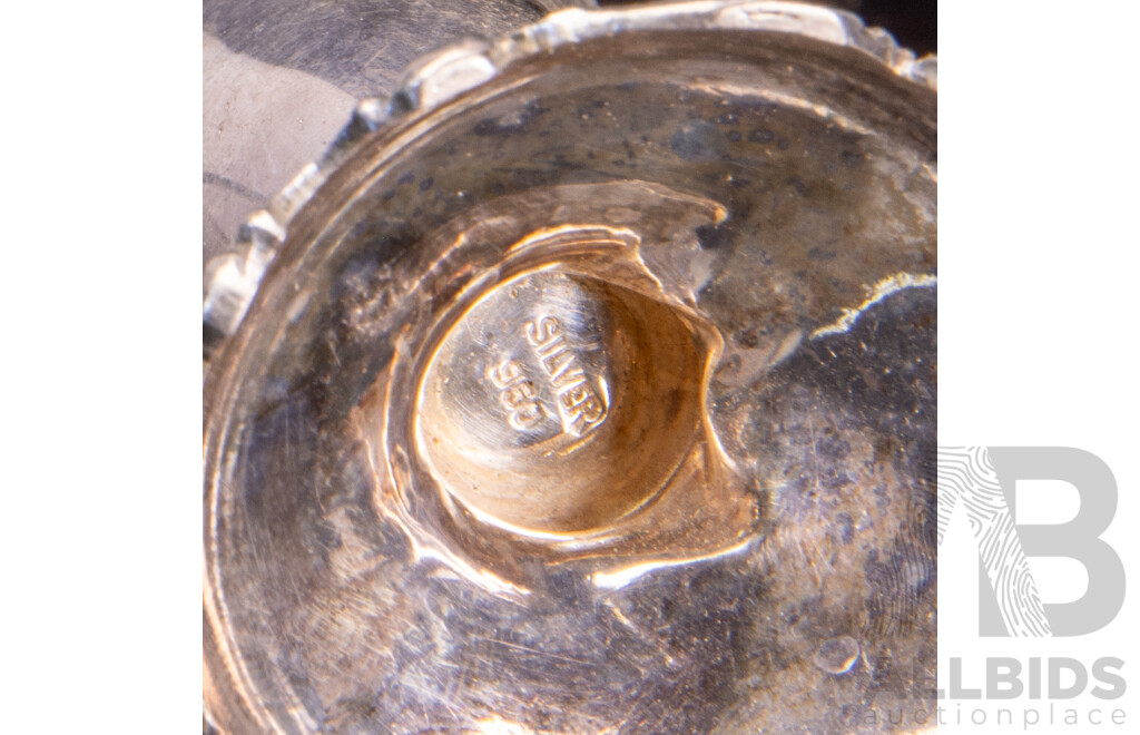 Pair Vintage Sterling Silver .950 Salt Shakers, Sterling Silver Vase, Birmingham 1907, Small Glass Vase with Sterling Silver Base