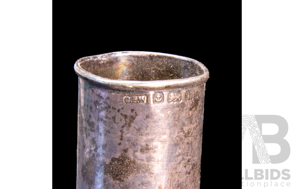 Pair Vintage Sterling Silver .950 Salt Shakers, Sterling Silver Vase, Birmingham 1907, Small Glass Vase with Sterling Silver Base