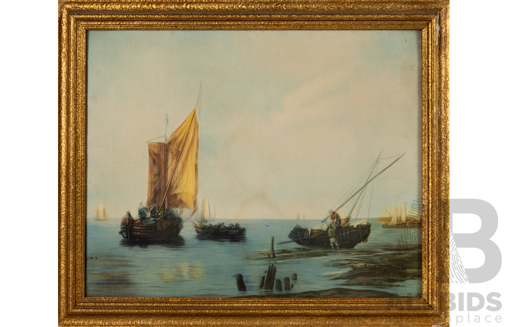 Artist Unknown, (Early 20th Century), Heading Out on the Water, Antique Colour Print After Original Watercolour, 49 x 59 cm (frame)