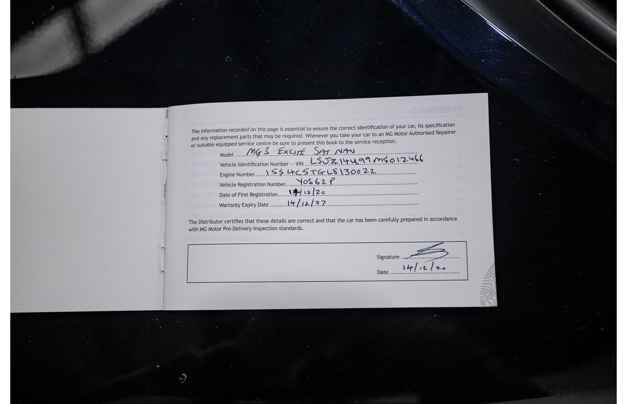 11/2020 MG MG3 Excite SZP1 MY21 4d Hatch Pebble Black 1.5L