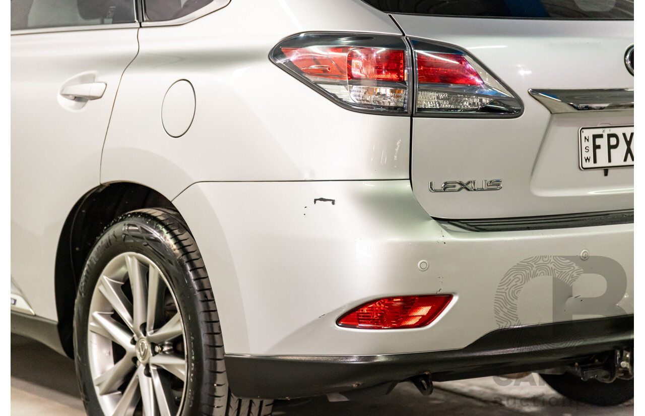1/2014 Lexus RX450h Sports Luxury GYL15R MY12 4d Wagon Premium Silver Metallic 3.5L - 123kW Hybrid