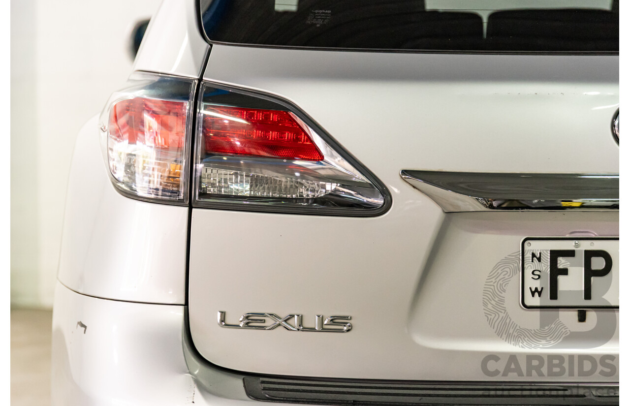 1/2014 Lexus RX450h Sports Luxury GYL15R MY12 4d Wagon Premium Silver Metallic 3.5L - 123kW Hybrid
