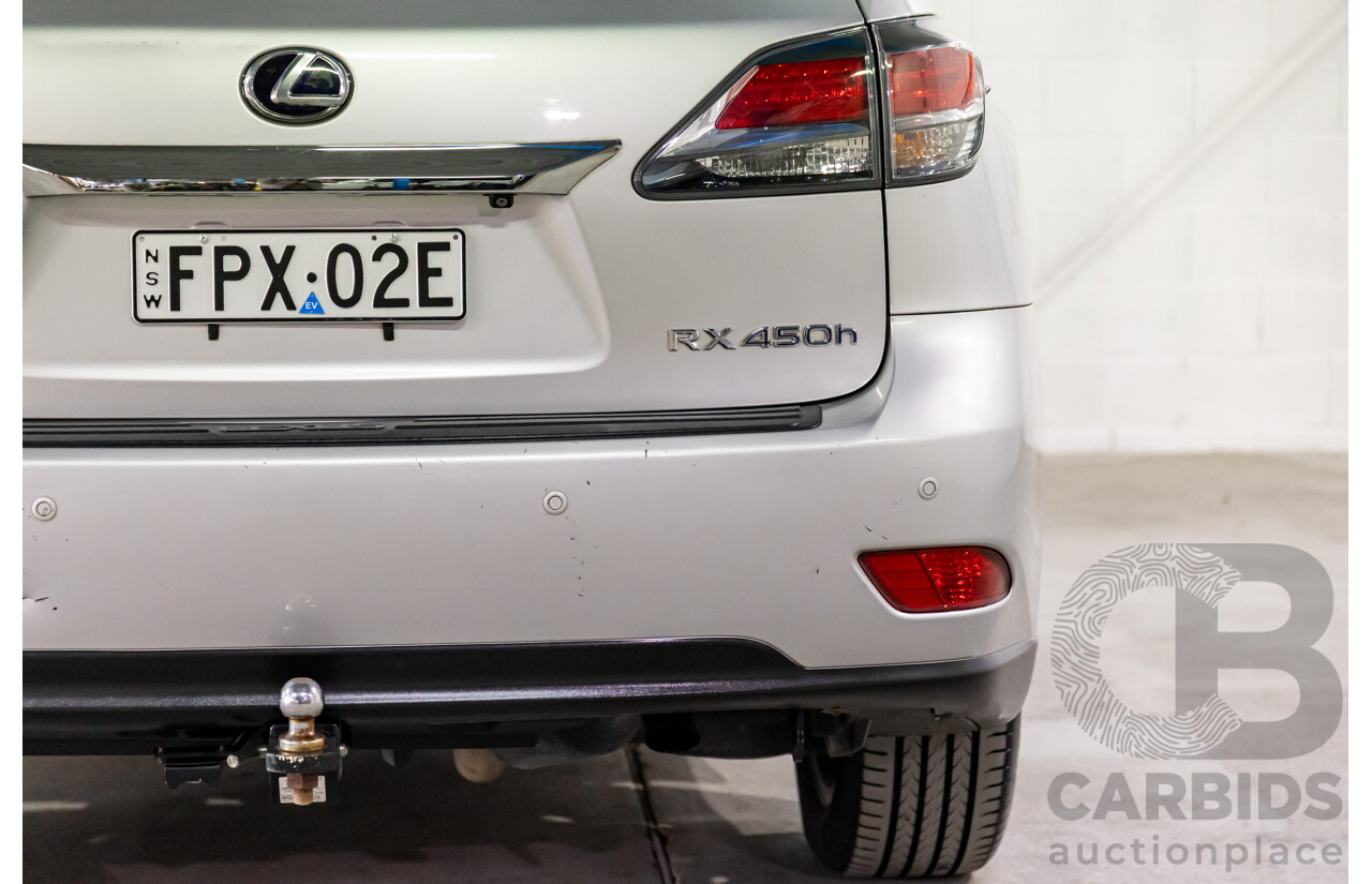 1/2014 Lexus RX450h Sports Luxury GYL15R MY12 4d Wagon Premium Silver Metallic 3.5L - 123kW Hybrid