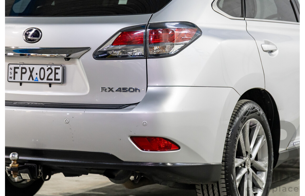 1/2014 Lexus RX450h Sports Luxury GYL15R MY12 4d Wagon Premium Silver Metallic 3.5L - 123kW Hybrid