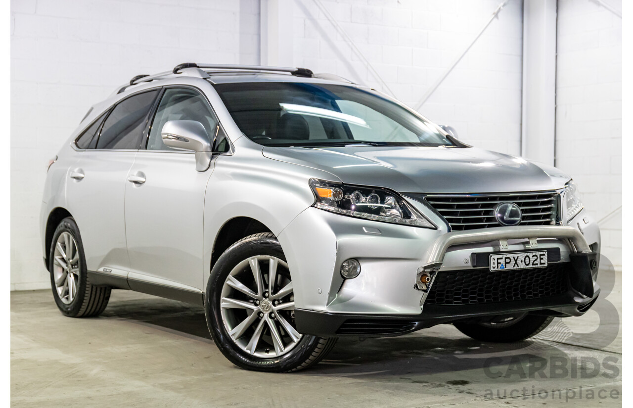 1/2014 Lexus RX450h Sports Luxury GYL15R MY12 4d Wagon Premium Silver Metallic 3.5L - 123kW Hybrid