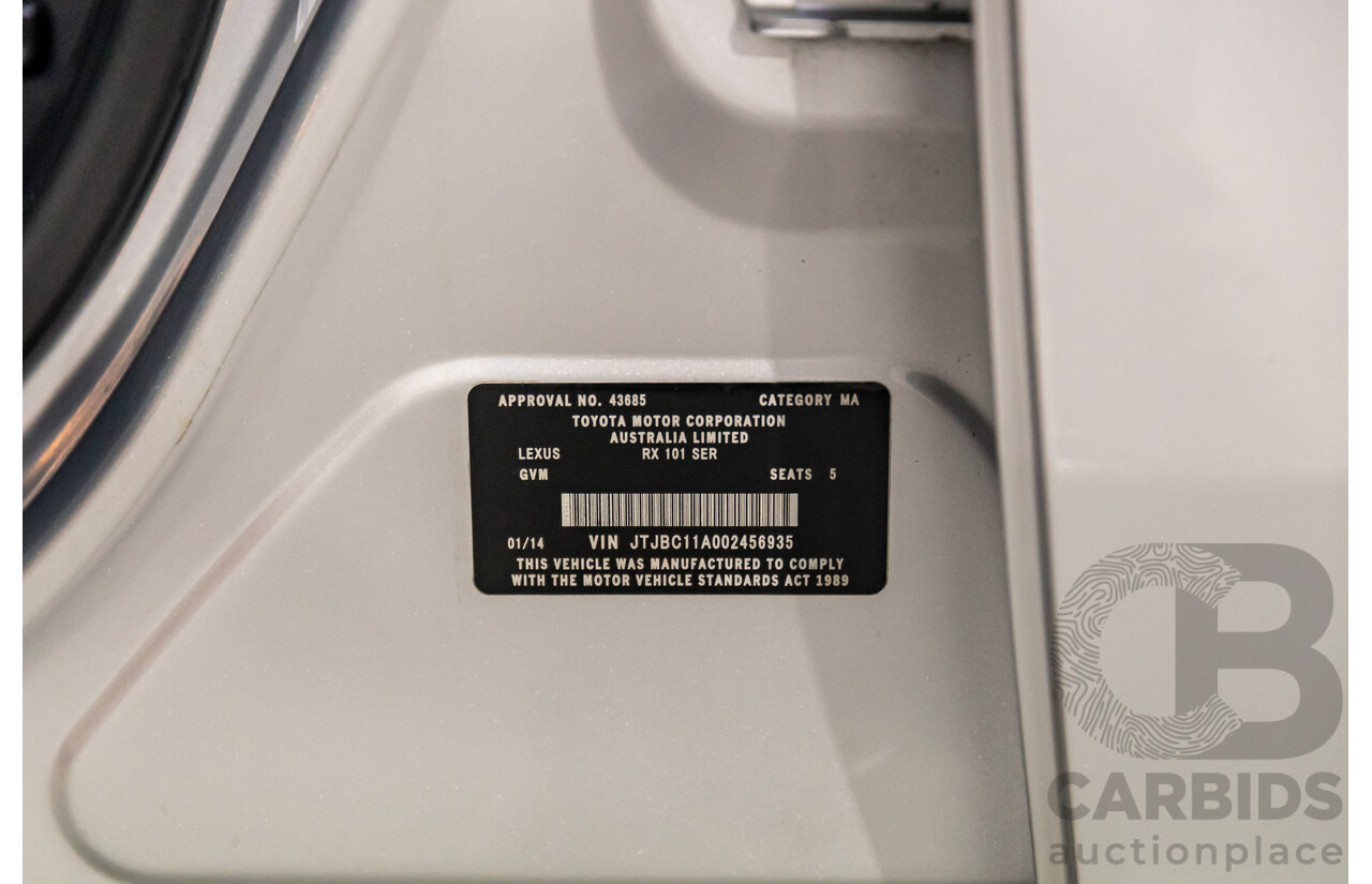 1/2014 Lexus RX450h Sports Luxury GYL15R MY12 4d Wagon Premium Silver Metallic 3.5L - 123kW Hybrid