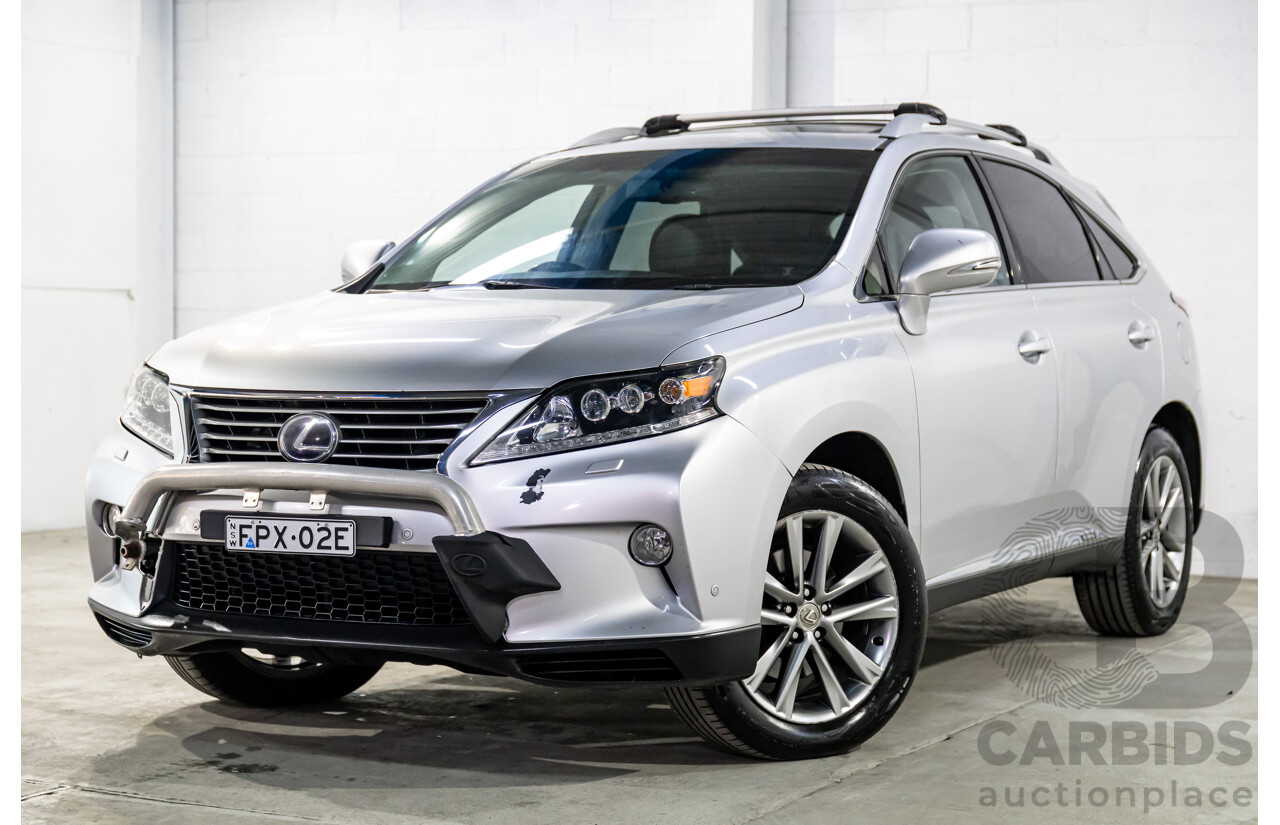 1/2014 Lexus RX450h Sports Luxury GYL15R MY12 4d Wagon Premium Silver Metallic 3.5L - 123kW Hybrid