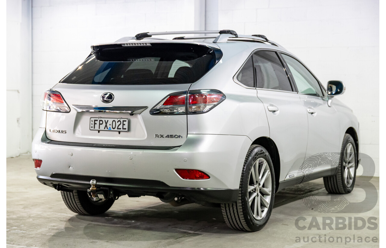 1/2014 Lexus RX450h Sports Luxury GYL15R MY12 4d Wagon Premium Silver Metallic 3.5L - 123kW Hybrid