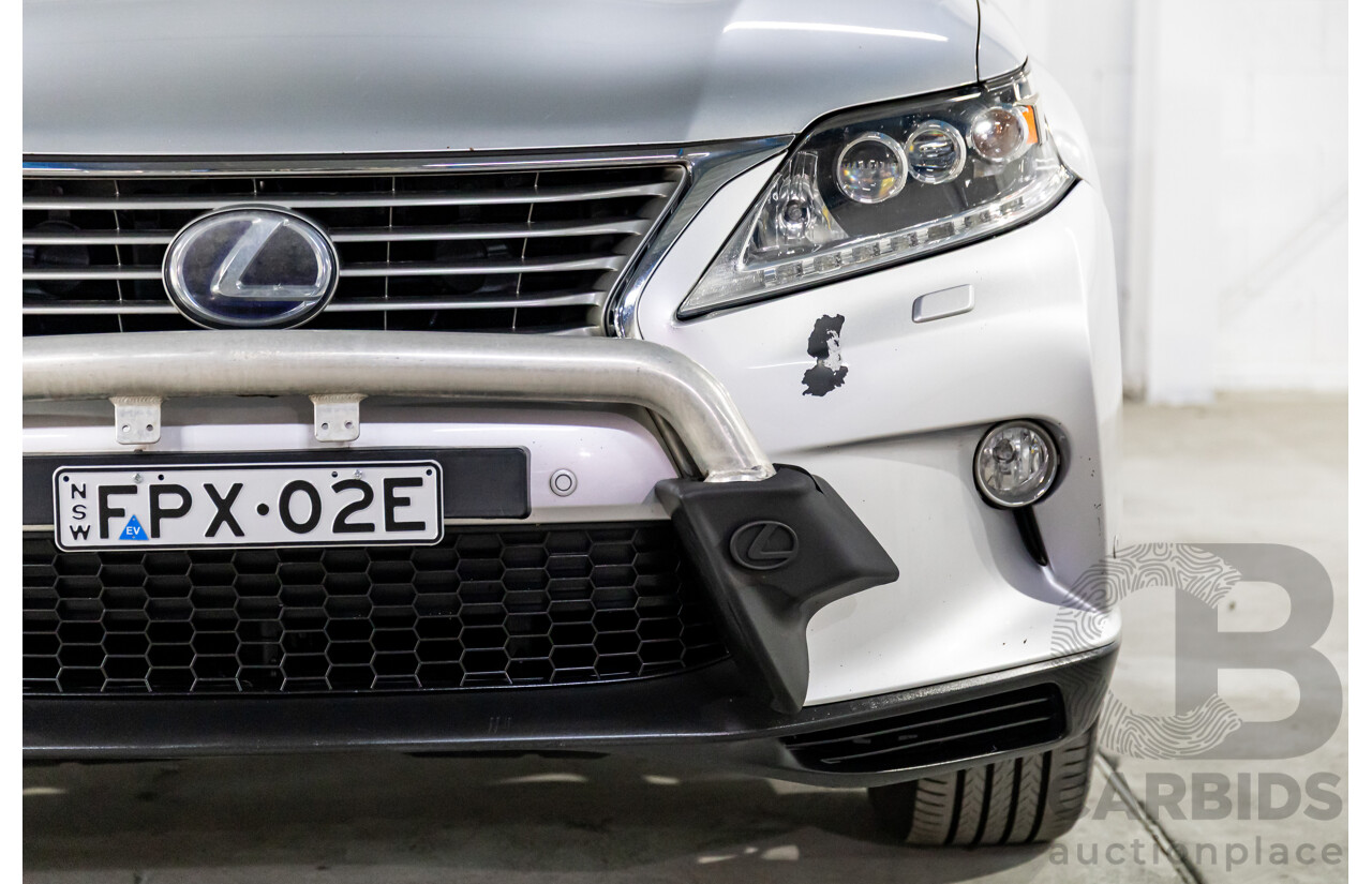 1/2014 Lexus RX450h Sports Luxury GYL15R MY12 4d Wagon Premium Silver Metallic 3.5L - 123kW Hybrid