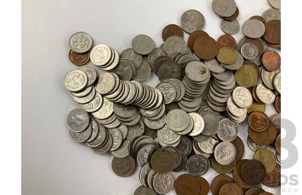 Collection of Vintage International Coins Including Australia, Germany, New Zealand, United Kingdom, France, China, Netherlands - Approximately One Kilogram