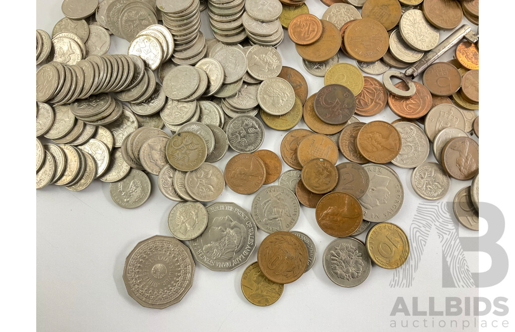 Collection of Vintage International Coins Including Australia, Germany, New Zealand, United Kingdom, France, China, Netherlands - Approximately One Kilogram