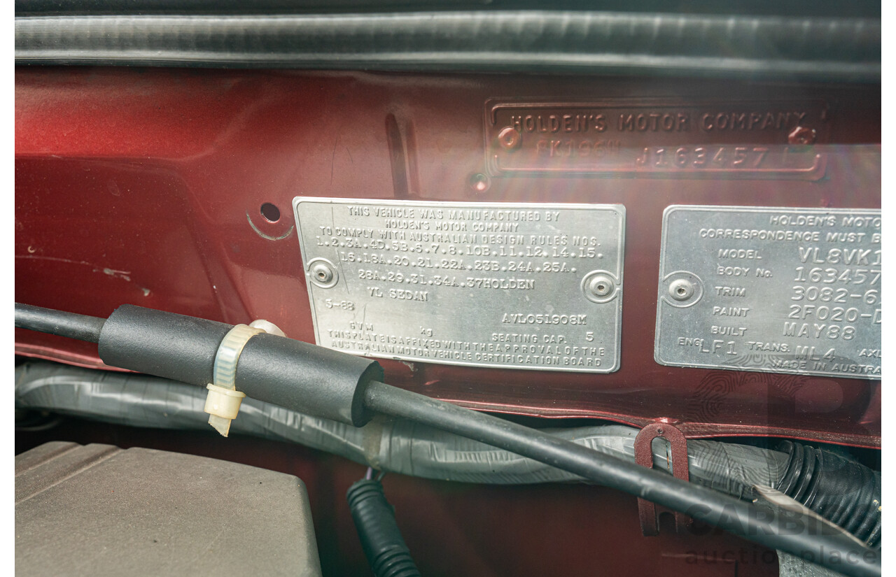 5/1988 Holden Commodore Executive VL BT-1 4d Sedan Venetian Red 3.0L - Ex-NSW Police