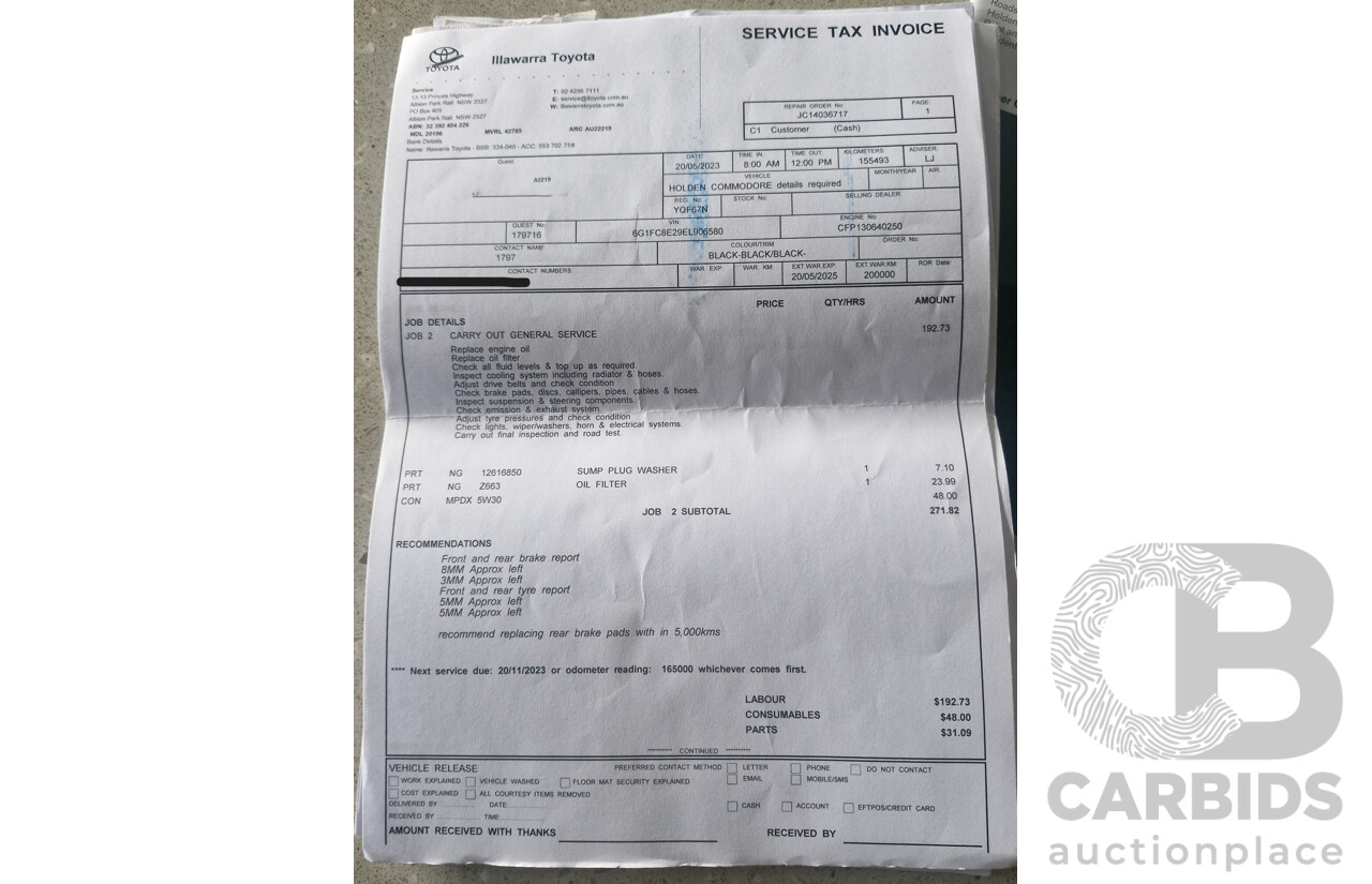 5/2013 Holden VF Commodore SS Sportwagon 4d Wagon Phantom Black V8 6.0L