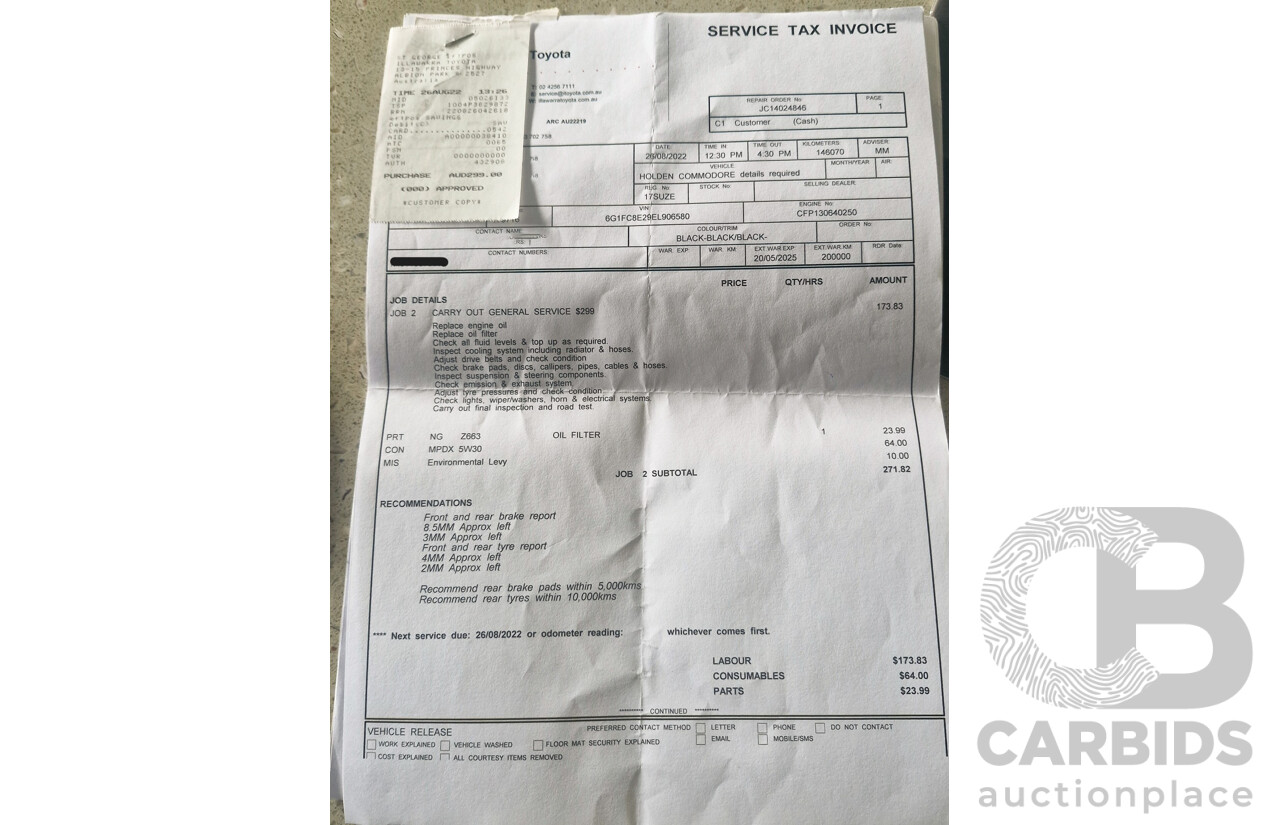 5/2013 Holden VF Commodore SS Sportwagon 4d Wagon Phantom Black V8 6.0L