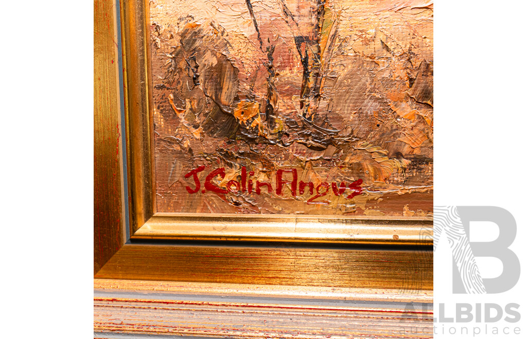 J. Colin Angus, (20th Century, Australian, 1907-2002), Mt. Buffalo, Beautiful Original Oil on Canvas Board, 33.5 x 59 cm (frame)