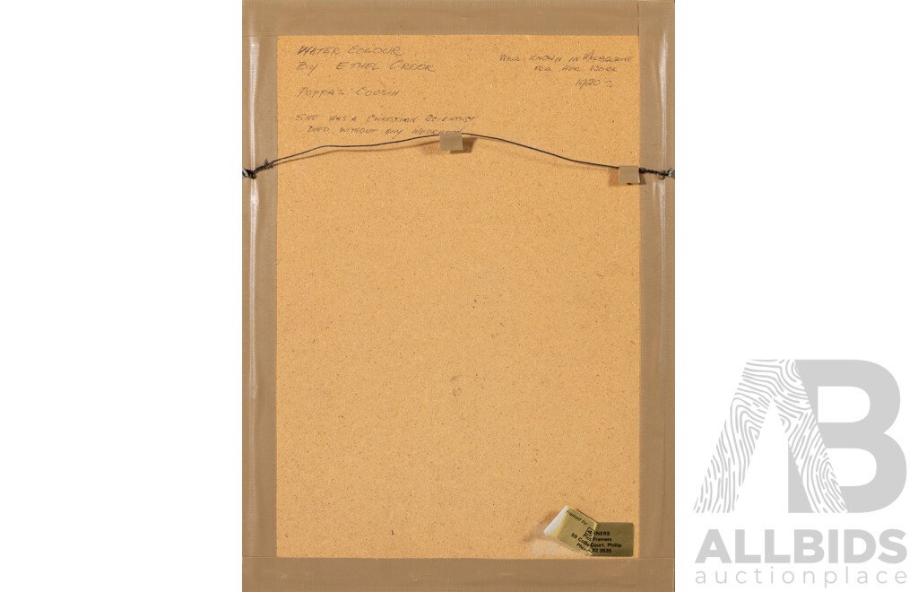 Ethel Crook, (20th Century, Australian, Active C1920s-1950s), Trees, Beautiful Original Antique Watercolour,  41 x 30 cm (frame)