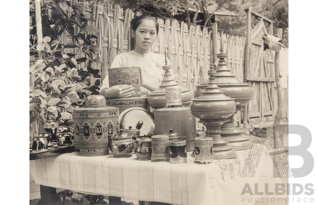 Very Interesting Historical Collection Black & White Photographs Featuring Varied Vistas & Scenes From Burma/Myanmar, 43 x 32 cm (album)
