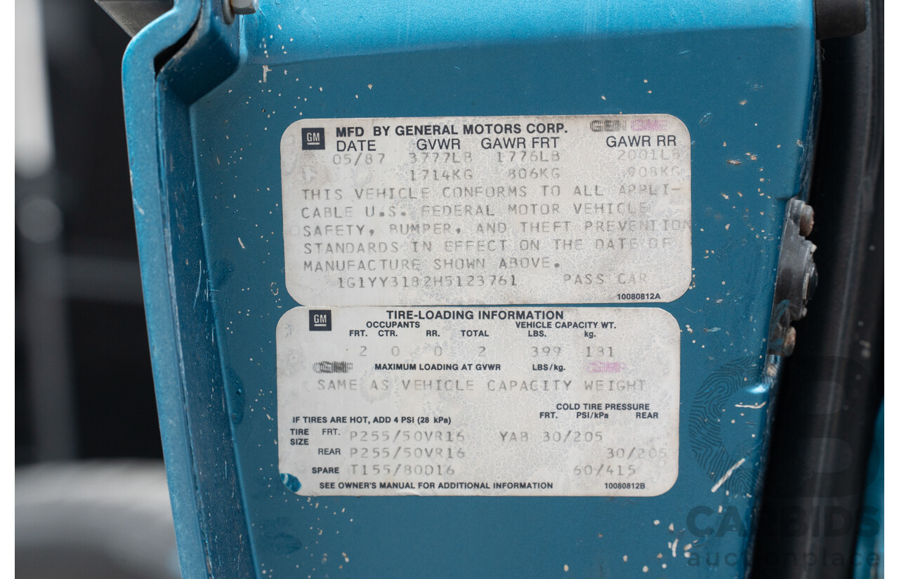 05/1987 Chevrolet Corvette C4 2d Convertible Medium Blue Metallic V8 5.7L