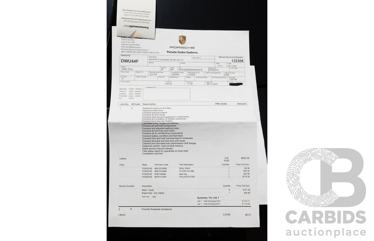 6/2004 Porsche Boxster S 986 MY04 2d Roadster Atlas Grey Metallic 3.2L