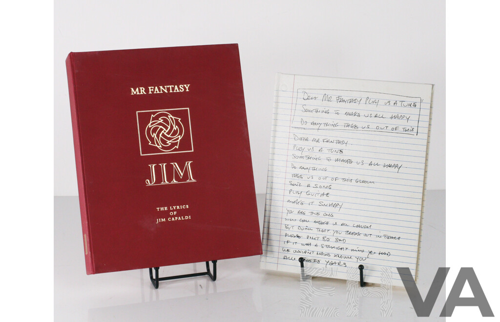 Limited Edition 17 of 900, 'Mr Fantasy: the Lyrics of Jim Capaldi'  Signed by Robert Plant, Steve Winwood & Aninha Capaldi, with 7 Inch Single, Genesis Publications, 2012, Hard Cover in Solander Case