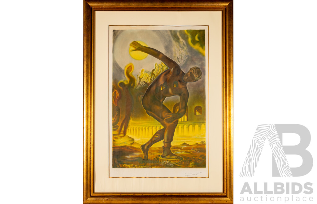 Salvador Dali, (20th Century, Spanish, 1904-1989), Atleta Cosmico [Discus Thrower], Editioned and Signed Lithograph, 115 x 85 cm (frame)