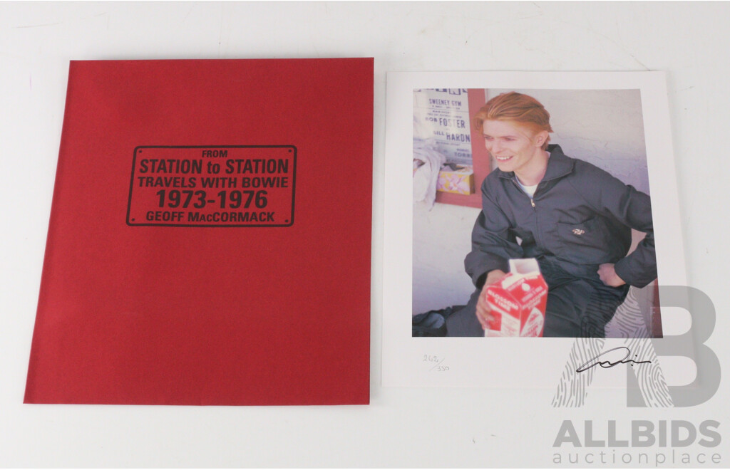 Limited Edition 242 of 2000, Signed by David Bowie,  'From Station to Station: Travels with David Bowie 1973-1976', by Geoff MacCormack, Genesis Publications, 2002, Hard Cover in Solander Case