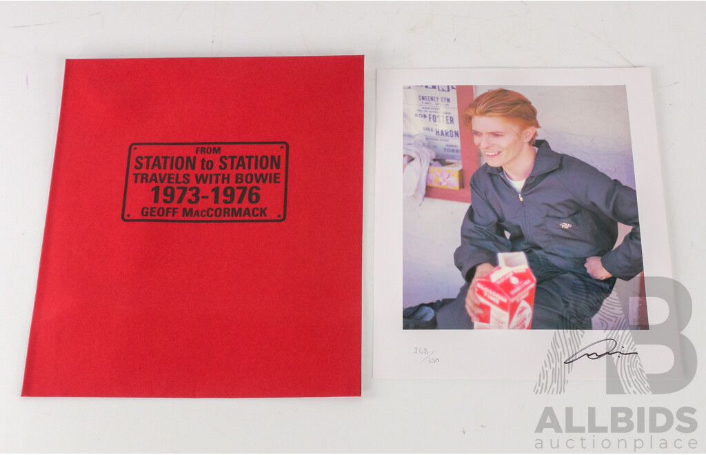 Limited Edition 242 of 2000, Signed by David Bowie,  'From Station to Station: Travels with David Bowie 1973-1976', by Geoff MacCormack, Genesis Publications, 2002, Hard Cover in Solander Case
