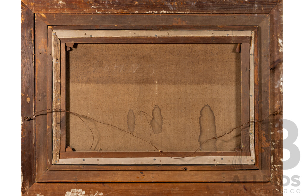 Artist Unknown, (c1905), Waves Crashing at Ocean Cove, Wonderful Antique Original Oil on Canvas Cloth, 76 x 101 cm (frame)