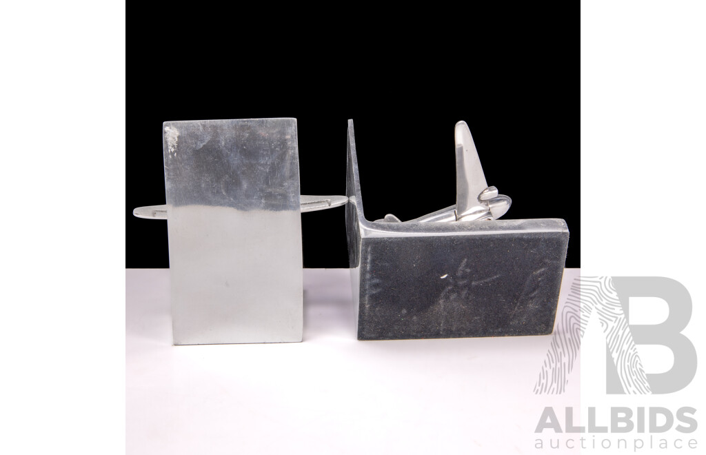 Pair of Chrome B-52 Book Ends by Kare Design