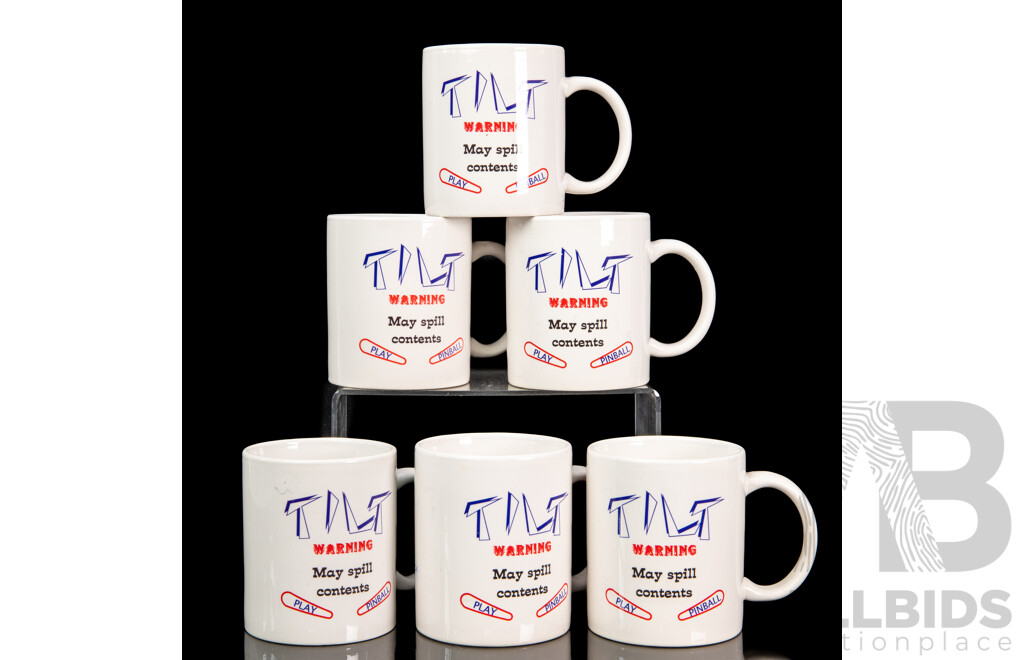 Collection of Six Various Ceramic Pinball Fantasies Coffee Mugs