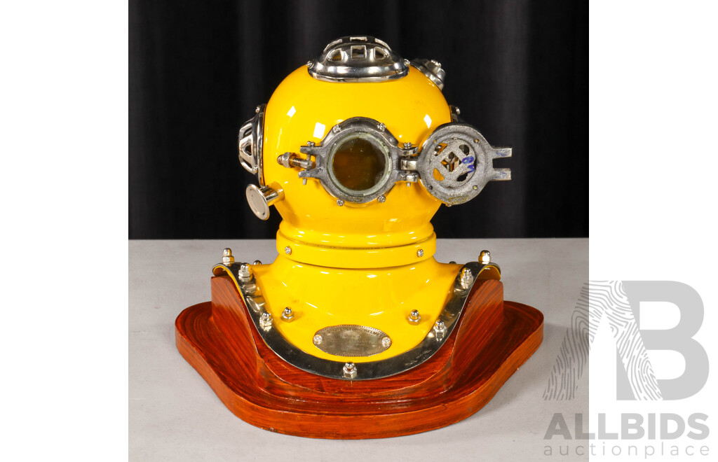 Small Reproduction Diver Helmet in Timber Stand