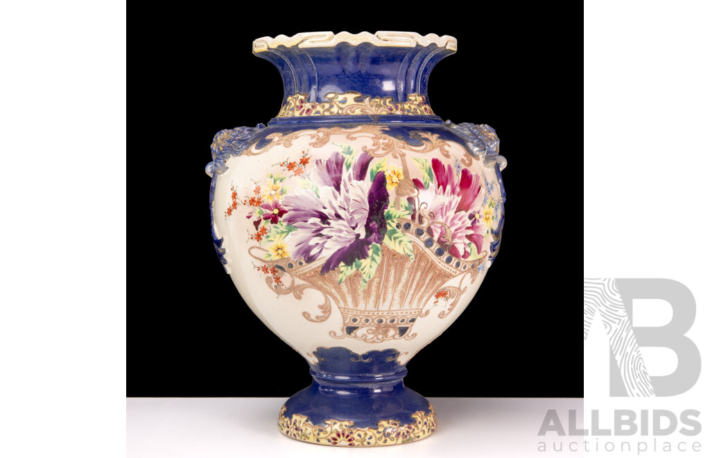 Large Amphora Shape Vase with Flared Lip and Pedestal Base