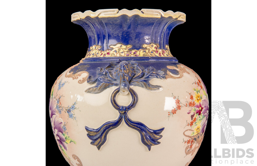 Large Amphora Shape Vase with Flared Lip and Pedestal Base