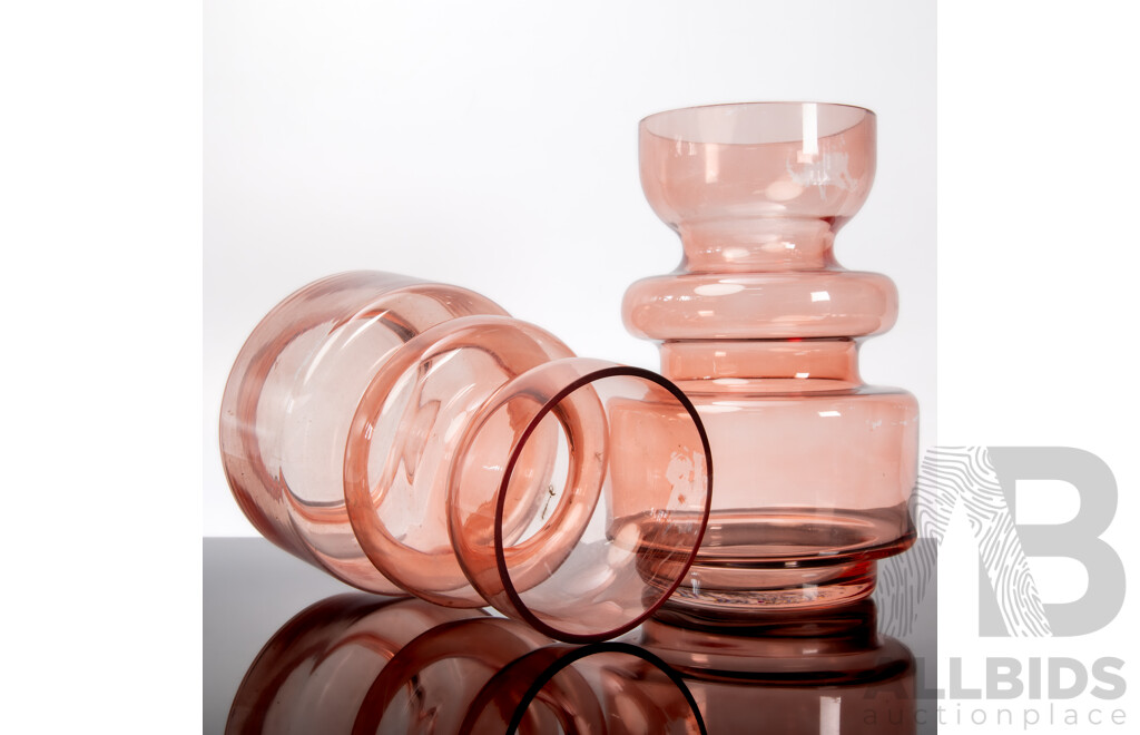 Pair of Vintage Pink Glass Vases