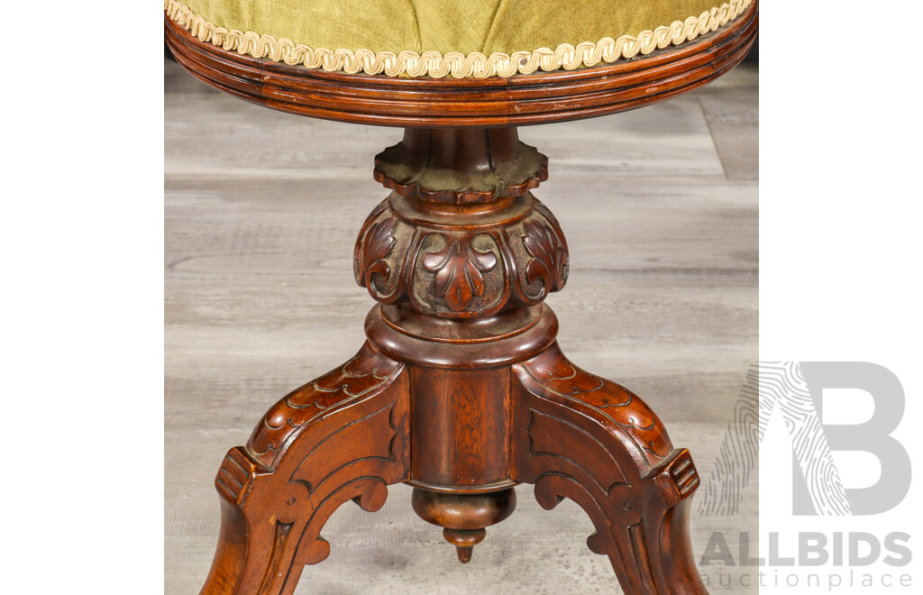 Victorian Mahogany Single Pedestal Piano Stool