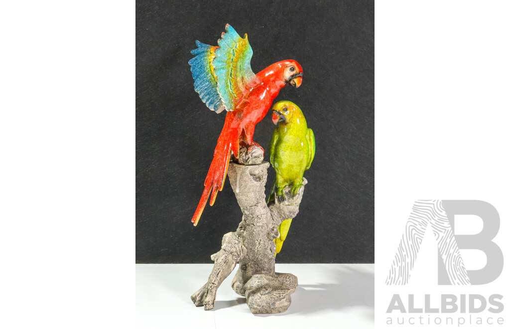 Composite Painted Figures of Parrots